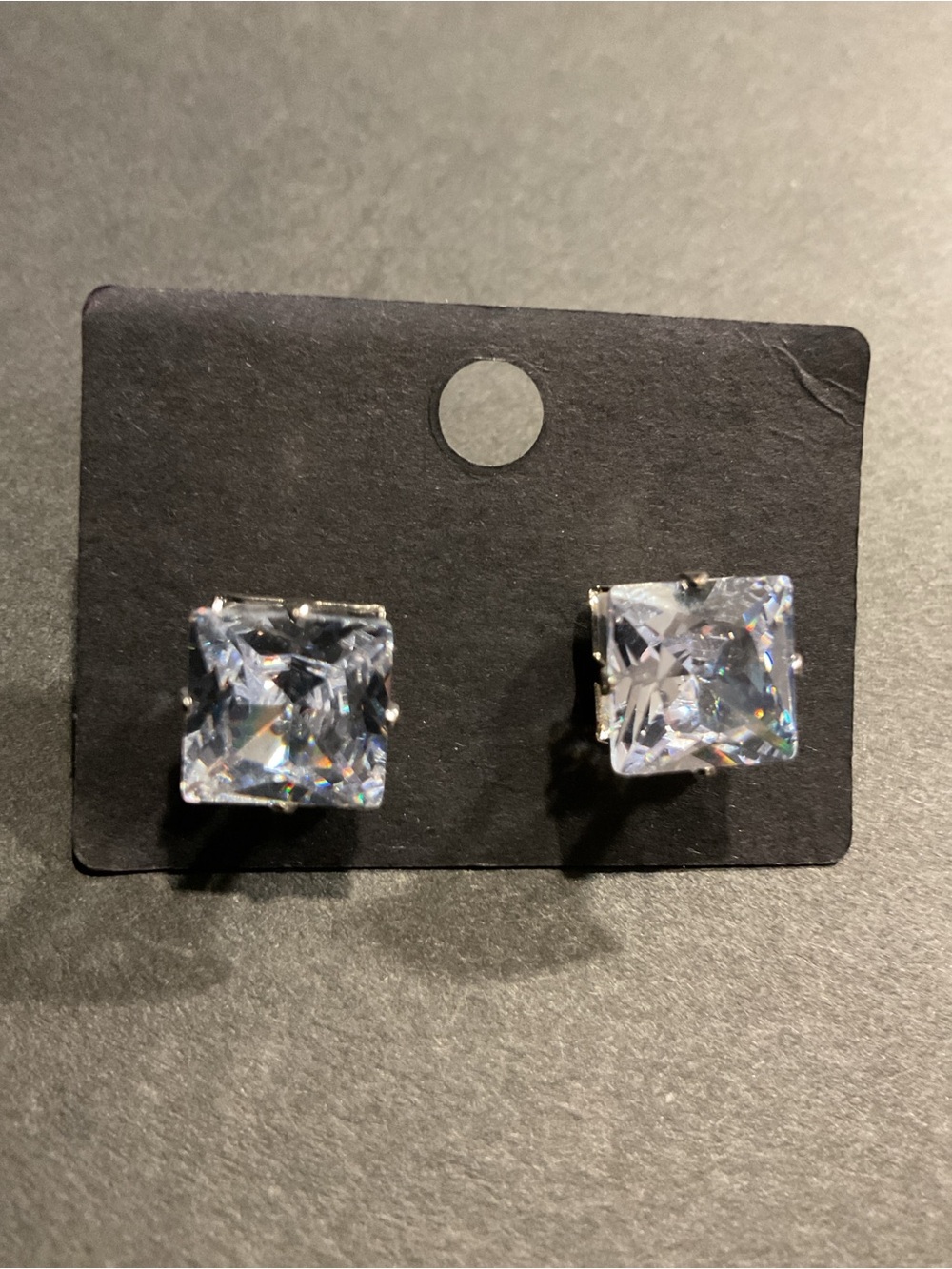 NWOT Clear Square Cubic Zirconia Stud Earrings - Elegant Minimalist